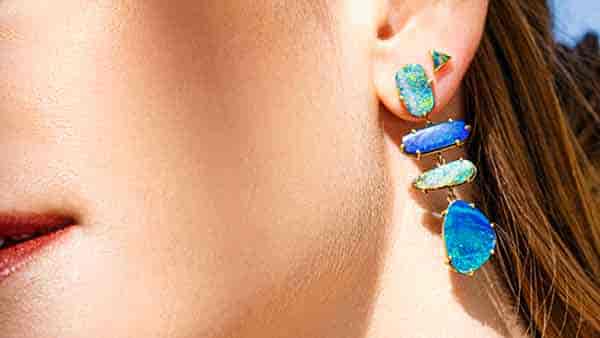 Sieraden Oorbellen Oorknopjes Opal Stud Earrings Opal Stud Earrings Stud Earrings Blue Opal Earrings Blue Opal Stud Earrings Opal Earrings 