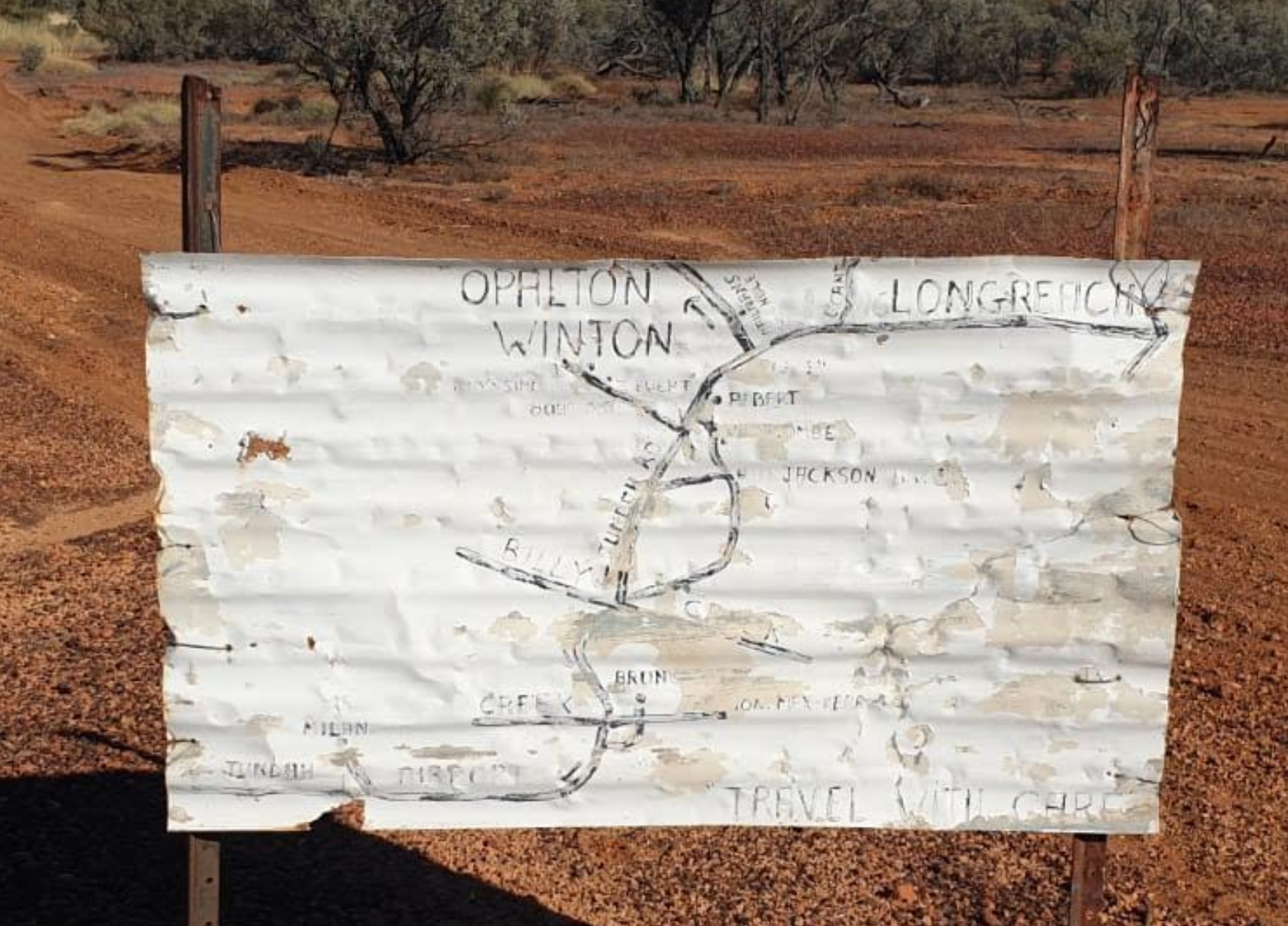 Opal Australian Fields navigation sign. Old road sign 